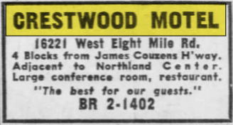 Crestwood Motel (Murray Hill Motel) - Oct 1959 Ad